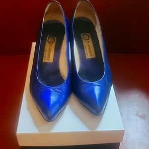 Metallic Blue El Vaquero made in Italy high heels